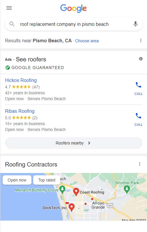 Roofing Company On Top Of Google Search